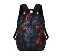 sinyumoney Fiery Lion Face Artwork Kids School Backpack 3D Printed Fashion School Bag Casual School Bag for Boys Elementary And Middle School Students 17inch