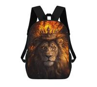 sinyumoney Fiery Lion Kids Backpack, Kids School Bag 3D Printed School Backpacks for Boys And Teenager School Students 17inch