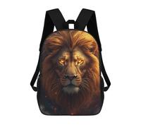 sinyumoney Fiery Lion Portrait 3D Printed Children's School Backpack for Kids High Capacity Travel Rucksacks Book Bags Kids School Bag Back Pack 17inch