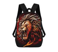 sinyumoney Fiery Lion Roar Artwork Kids School Backpack 3D Printed Backpacks Fashion School Bag Rucksacks for Boys Elementary And Middle School Students 17inch