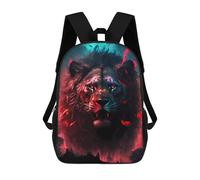 sinyumoney Fiery Lion's Roar -2 Children's School Backpack Fashion Casual Children's Backpacks 3D Printed School Bags Boy Large Backpack 17inch