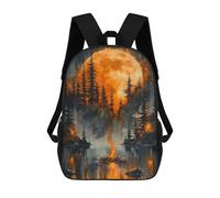 sinyumoney Fiery Moon Forest School Backpack Water Resistant Travel Backpack Computer Bag for School/Work/Travel 17inch