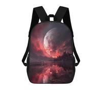 sinyumoney Fiery Moon Over Alien Cityscape Backpack School Bag Water Resistant School Bag Business Backpack for Boys/Girls/Teenagers 17inch