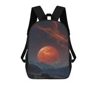 sinyumoney Fiery Moon Over Snowy Peaks School Backpack Water Resistant Travel Backpack Computer Bag for Men, Women & Teenage Boys 17inch