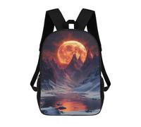 sinyumoney Fiery Moonlit Mountain Valley 17inch School Bag 3D Printed Children's School Backpack Casual Fashion Travel Backpacks for Kids School Students