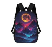 sinyumoney Fiery Moonlit Mountainscape 3D Printed Children's School Backpack for Kids High Capacity Travel Rucksacks Book Bags Kids School Bag Back Pack 17inch