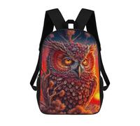 sinyumoney Fiery Owl Portrait -2 School Bag 3D Printed Backpacks Fashion Kids School Backpack Boys Rucksacks for Boys Middle School Students 17inch