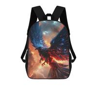 sinyumoney Fiery Phoenix Backpacks Kids School Backpack School Bag 3D Printed School Bag for Boys Elementary And Middle School Students 17inch