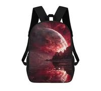 sinyumoney Fiery Planet Reflections -1 Backpacks Kids 17inch School Backpack School Bag 3D Printed School Bag for Boys Elementary And Middle School Students
