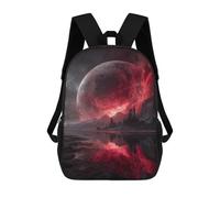 sinyumoney Fiery Planet Reflections 3D Printed 17inch Kids School Backpack School Bag Fashion Rucksacks for Boys Elementary And Middle School Students
