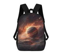 sinyumoney Fiery Planet with Rings -1 Rucksacks 3D Printed Children 17inch Backpacks Fashion Casual Daypack Travel Bags Outdoor Casual Daypack for Boy And Girl