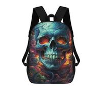 sinyumoney Fiery Skull Artwork Backpack School Backpack Kids School Bag Large Capacity Kids Backpack for School Rucksack 3D Book Bag Gifts for Kids 17inch