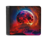 sinyumoney Fiery Sky with Moon 3D Print Clutch Purse Card Slots Coin Slots Note Section Stylish Durable Leather Wallet Youth Guys 11.7cm*9.5cm