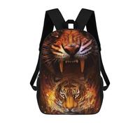 sinyumoney Fiery Tiger Artwork Backpack School Rucksack Casual Daypacks School Work Travel Bag for Boys/Girls/Teenagers 17inch