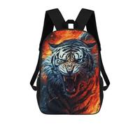sinyumoney Fiery Tiger Roar Art Print 3D Printed Children's School Backpack for Kids Travel Rucksacks Book Bags Kids School Bag 17inch