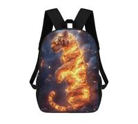 sinyumoney Fiery Tiger Standing Amidst Smoky Landscape School Bags Large Water Resistant Laptop Backpack for Boys/Girls/Teenagers 17inch