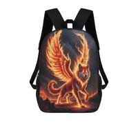 sinyumoney Fiery Winged Wolf School Bag Bookbag 3D Printed Children's Backpacks for Kids Boy Girl Book Bags Kids School Bag Travel Rucksacks 17inch