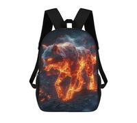 sinyumoney Fiery Wolf 3D Printed Kids School Bag Rucksacks Children's School Fashion Casual Back Pack High Capacity Travel Book Bags Backpack for Kids 17inch
