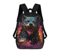 sinyumoney Fiery Wolf Artwork Kids Backpack,School Backpack Kids School Bag 3D Printed Cartoon Large Capacity Backpack for Kids Boys And Girls 17inch