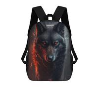 sinyumoney Fiery Wolf Portrait -3 Kids Backpack, Backpack School Bag, Backpacks Kids School 3D Printed School Bags for Elementary And Middle School Students Teens Birthday Gift 17inch