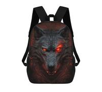 sinyumoney Fiery Wolf Portrait 3D Printed Children's School Backpack for Kids High Capacity Travel Rucksacks Book Bags Kids School Bag Back Pack 17inch