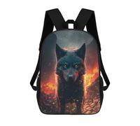 sinyumoney Fiery Wolf Portrait -5 Kids Backpack, Kids School Bag 3D Printed School Backpacks for Boys And Teenager School Students 17inch