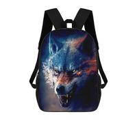 sinyumoney Fiery Wolf Portrait -6 School Backpack Daypacks Business Backpack Water Resistant Bookbag for School/Work/Travel 17inch
