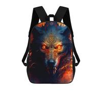 sinyumoney Fiery Wolf Portrait -7 School Backpack for Girls Backpack Water Repellent Casual Daypack Lightweight Rucksack Boy Girl School Backpack 17inch