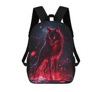 sinyumoney Fiery Wolf School Bag 3D Printed 17inch Backpacks Fashion Kids School Backpack Rucksacks for Boys Elementary And Middle School Students