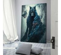 sinyumoney Fiery Wolf Spirit Custom Canvas Wall Art, Custom Canvas Prints Personalized Canvas Picture for Family Pet Wedding Friends Holiday Birthday 16x24inch(40x60cm)