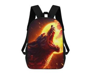 sinyumoney Fiery Wolf's Roar Backpack School Bag Water Resistant Travel Backpack Computer Bag for Teenage Girls Boys Women Men 17inch