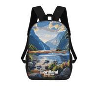 sinyumoney Fiordland National Park, New Zealand Children's Backpack, 3D Printed School Backpack, Backpack for Boys Girls, Adjustable School Bag for Primary School 17inch