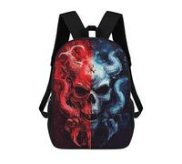 sinyumoney Fire And Ice Skull Kids School Backpack 3D Printed Backpacks Fashion School Bag Rucksacks for Boys Elementary And Middle School Students 17inch