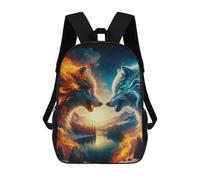 sinyumoney Fire And Ice Wolves Backpack School Water Resistant Computer Rucksack for Boys/Girls/Teenagers 17inch