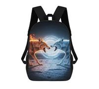 sinyumoney Fire And Ice Wolves Confrontation Rucksack Water Resistant Computer Rucksack for Campus Outdoor Travel Sports 17inch
