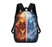 sinyumoney Fire And Ice Wolves Fantasy Art School Backpack Lightweight Schoolbag Dayback Bookbag College for Men, Women & Teenage Boys 17inch