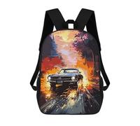 sinyumoney Fire Car on Street School Bag Backpack Teen Schoolbag 3D Printing Adjustable Schoolbag Fashion Pocket Bag for Kids Boys Girls Students And Teenagers Fans 17inch