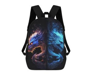 sinyumoney Fire & Ice Fantasy Dragon Artwork Backpack School Work Business College School for Men, Women & Teenage Boys 17inch