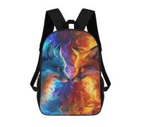 sinyumoney Fire & Ice Foxes Art Print 3D Printed 17inch Kids School Bag Rucksacks Children's School Fashion Casual Back Pack High Capacity Travel Book Bags