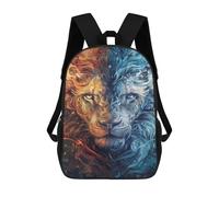 sinyumoney Fire & Ice Lion Art Print -2 Backpack School Rucksack Casual Daypacks School Work Travel Bag for Men, Women & Teenage Boys 17inch