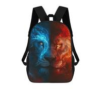 sinyumoney Fire & Ice Lion Artwork Backpack School Bag Fashion Stationery Backpack Waterproof Casual Daypacks- Perfect for Travel, Work And Daily Use 17inch