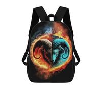 sinyumoney Fire & Ice Ram Art Print Rucksack Water Resistant Travel Backpack Computer Bag for Campus Outdoor Travel Sports 17inch
