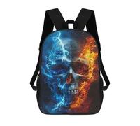 sinyumoney Fire & Ice Skull Artwork Rucksack School Secondary High School College Backpack Travel for Campus Outdoor Travel Sports 17inch
