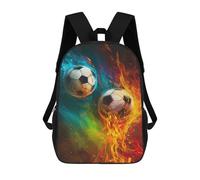 sinyumoney Fire & Ice Soccer Balls Backpacks Kids 17inch School Backpack School Bag 3D Printed School Bag for Boys Elementary And Middle School Students