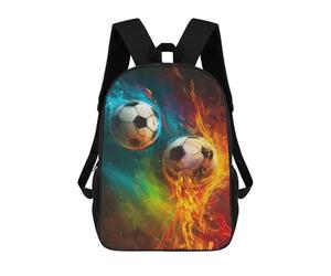 sinyumoney Fire & Ice Soccer Balls School Bags Rucksack Casual Daypacks School Work Travel Bag for Teenage Girls Boys Women Men 17inch