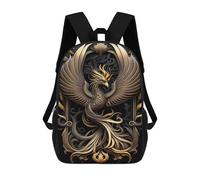 sinyumoney Fire Phoenix Golden Art Backpack School Bag Travel College Rucksack Backpacks for Girl, Teen Girls 17inch