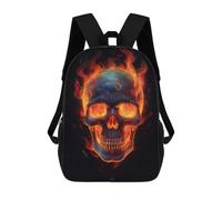 sinyumoney Fire Skull School Backpack Water Resistant Computer Rucksack for Campus Outdoor Travel Sports 17inch
