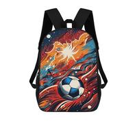sinyumoney Fire Soccer Ball Artwork -1 3D Printed 17inch School Bag Children's School Backpack Travel Backpacks Casual Fashion Bag for Kids School Students
