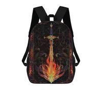 sinyumoney Fire Sword Backpack, Children's Backpack, Student School Bag Bookbag Rucksack, 3D Printed School Bag for Boys Girls 17inch