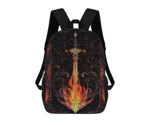 sinyumoney Fire Sword Backpack, Children's Backpack, Student School Bag Bookbag Rucksack, 3D Printed School Bag for Boys Girls 17inch